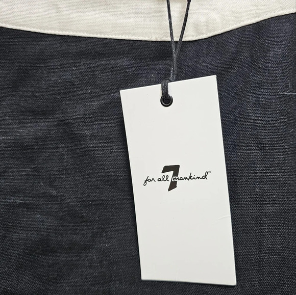 💯HOST PICK💯7 For All Mankind Colorblock Set Top Skirt Off White Black Linen XL - Picture 5 of 9